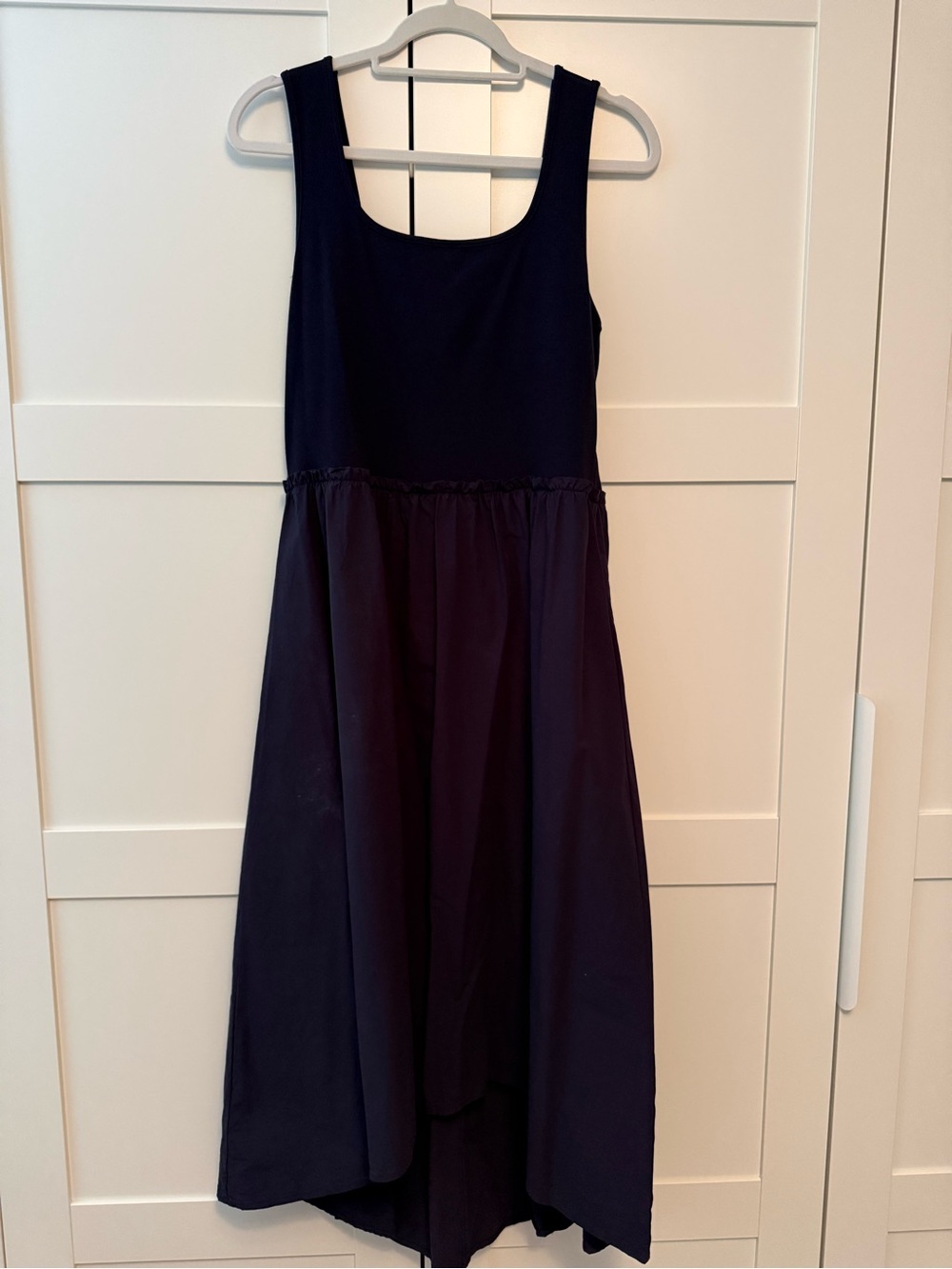 Navy Blue Mixed Media Tank Dress, XL
